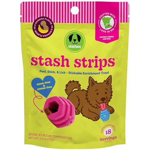 Stashios: Stash Strips - Peanut Butter & Banana - 18ct Stickable Enrichment Dog…