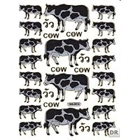 COW Animal sticker decal Metallic Glitter 1 sheet Dimensions: 13,5 cm x 10 cm