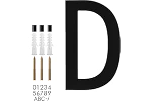 roslyong 5 Inch Floating House Number, Modern Outdoor Address Sign, Acrylic Solid Address Numbers with Nail Kit, Black Letter D