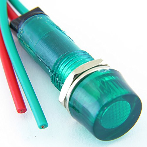 YuCo YC-9WRT-1G-120-10 9mm Led Indicator Miniature Pilot Light 120V AC or DC, Green