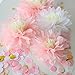 Mybbshower Pink White Paper Flower 9 pcs (11''-7'' Assorted) Girls Birthday Baby Shower Centerpiece Home Living Room Decoration Garden Outdoor Party Backdrop