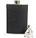Liquor Hip Flasks Set for Men, Stainless Steel, Black Grip, 8oz
