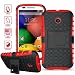 ElBolt Armor Grenade Kickstand Hard Gel Case with Stylus Pen and Screen Protector for Motorola Moto E - Red