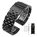 Kai Tian Solid Stainless Steel Watch Band Bracelet Watch Strap 24mm with Double Locking Clasp for Men Women Black