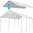 Thanaddo 12 x 20 Ft Carport Replacement Canopy Cover Garage Top Tent Shelter Tarp with Free 50 Ball Bungee Cords,White(Only Cover, Frame Not Include) (12x20 White)