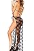 LamourLove Women's Lingerie Plus Size Halter Black Lace Sexy Robe High Split Long Gown Dress Set(X-Large)