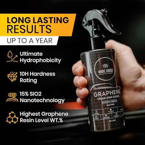 Graphene Ceramic Coating for Cars - High Protection 3 in 1 Spray, Recubrimiento 10h - Tratamiento Ceramico Automotriz con Grafeno Para Maxima Proteccion de Pintura y Brillo en Coches, Motos