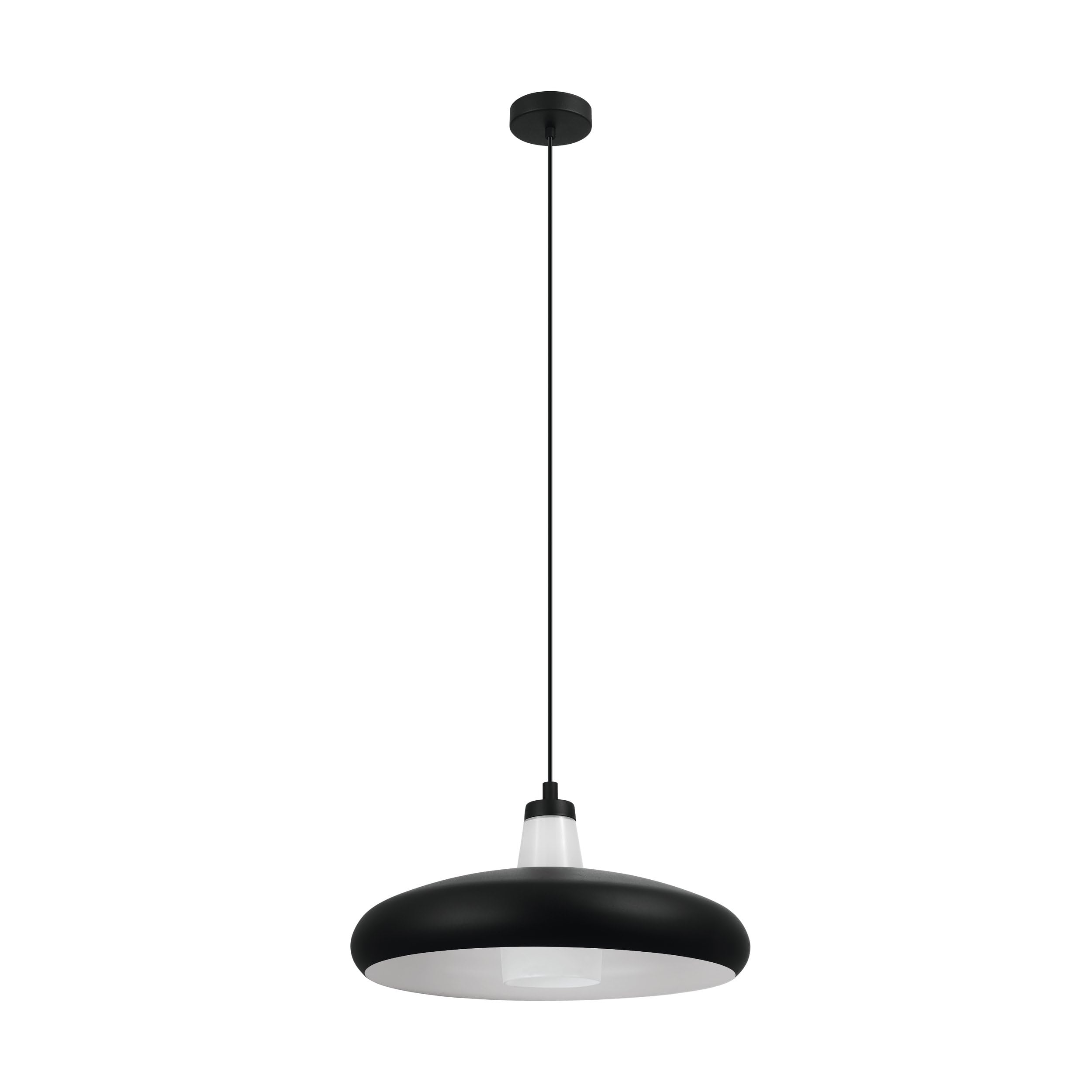 EGLO Connect Tabanera-C LED Pendant Light, 1-Bulb Pendant Lamp Made of Steel and Glass in Black, White, Colour Temperature Change (Warm, Neutral, Cold), RGB Dimmable