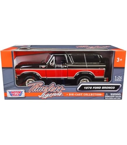 モーターマックス 1/24 1978 フォードブロンコ BLACK / RED Amazon.com: 1978 Bronco 1:24 Diecast Model Car SUV Motormax