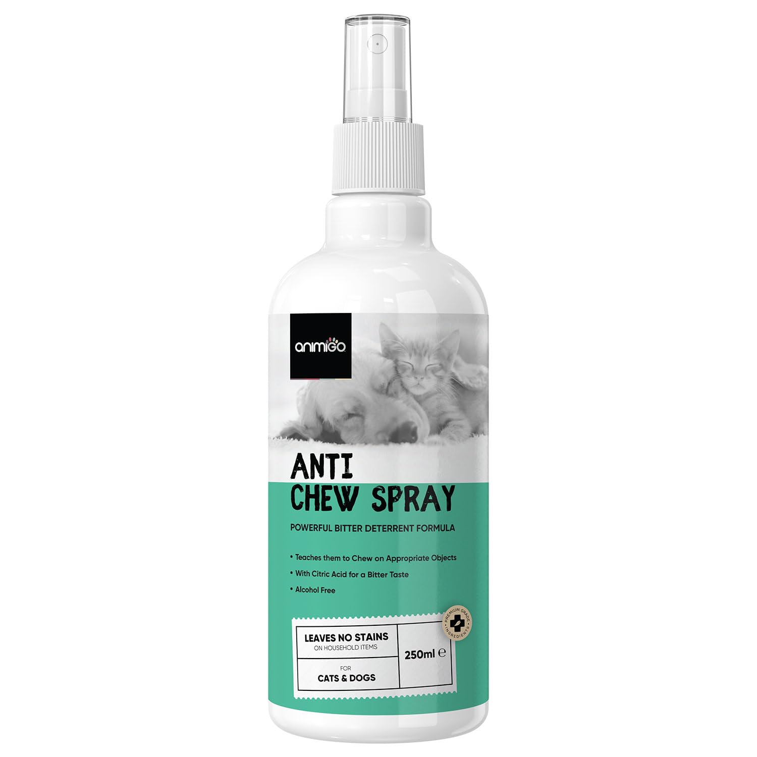 animigo Anti Chew Spray For Dogs & Cats - 250ml - Helps From Chewing Furniture, Rugs & Household Items - Bitter Flavour Pet Spray - Non Toxic, Alcohol & Stain Free - No Chew Spray for Dogs And Cats