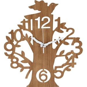不二貿易 壁掛け 時計 ツリー ナチュラル 56925