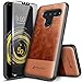 NageBee LG V50 ThinQ Case with Tempered Glass Screen Protector (Full Coverage), Premium [Cowhide Leather] Shockproof Dual Layer Hybrid Armor Rugged Durable Case for LG V50 ThinQ 5G (2019) -Brown