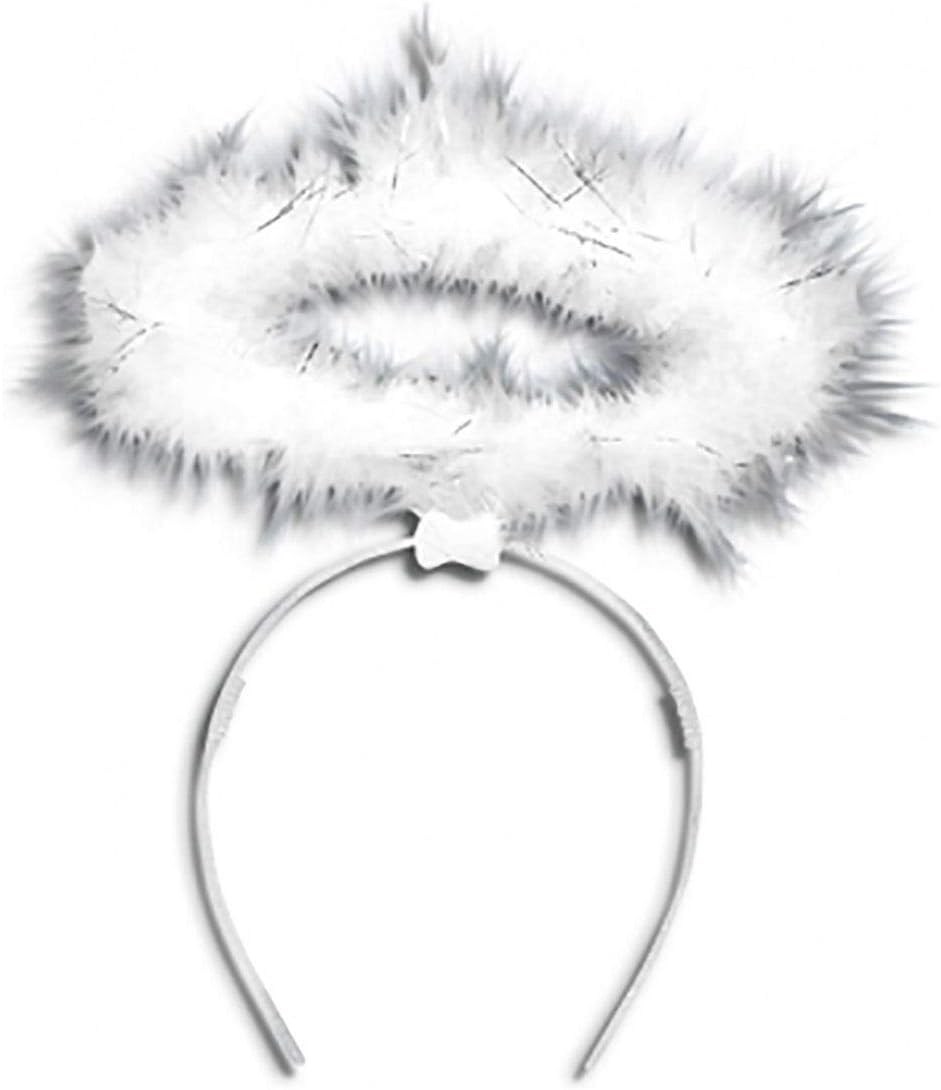 GCC Fashion Store Ladies Fluffy Sparkling Halo Angel Headband Christmas Fairy Fancy Dress Xmas Nativity (White)