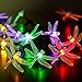 CYLAPEX LED Solar String Lights Outdoor, Multicolor Dragonfly 20 LEDs 16feet Waterproof with 8 Modes, Christmas Lighting for Outdoor, Home, Garden, Patio, Lawn, Holiday Party Decorations