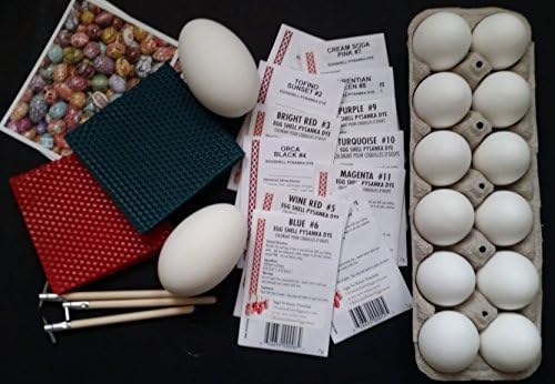 Ukrainian Easter egg decorating kit gift set complete with Pysanky dyes colored beeswax kistka tools