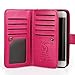 idudu iPhone 6 Plus/iPhone 6S Plus Case, Luxury PU Leather Wallet Flip Cover Case with Credit Card Holder Built-in 9 Card Slots & Wrist Strap for iPhone 6 Plus/iPhone 6S Plus (Hot pink)