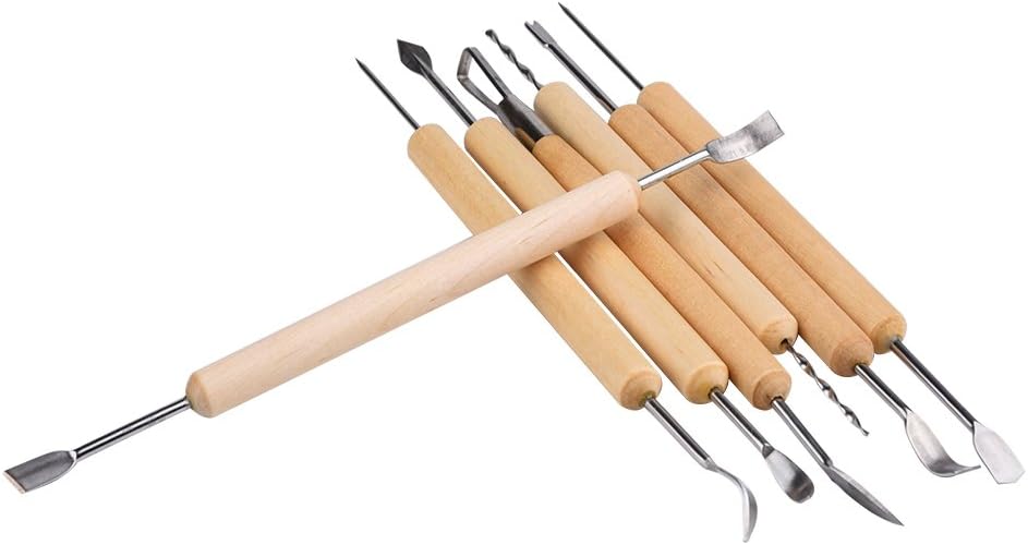 eBoot 11 Pcs Wooden Handle Clay Pottery Sculpting Tools