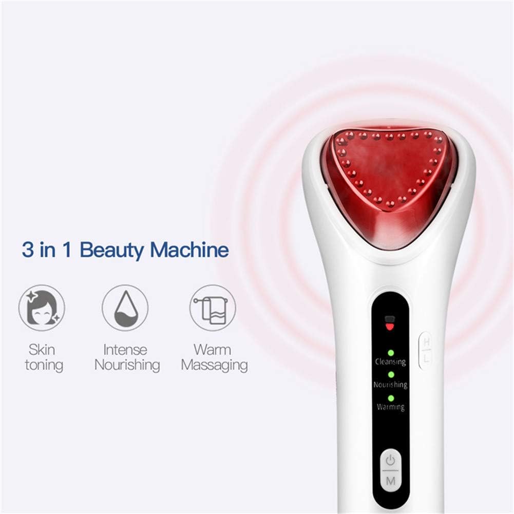 Portable Hot And Cold Hammer Face Skin Care Vibration Face Deep Cleaning with LED Light Skin Scrubber Beauty Instrument,White