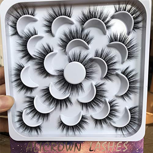 ALICROWN Faux Mink Eyelashes, 3D Volume Mink Lashes Pack Handmade Dramatic Thick Crossed Fake Eyelashes Soft Reusable 10 Pairs