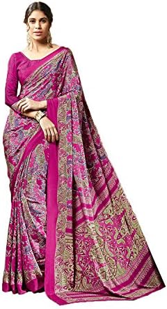 Sangrahan Traditional Looking Crepe Silk Pink Saree For Womens 77069