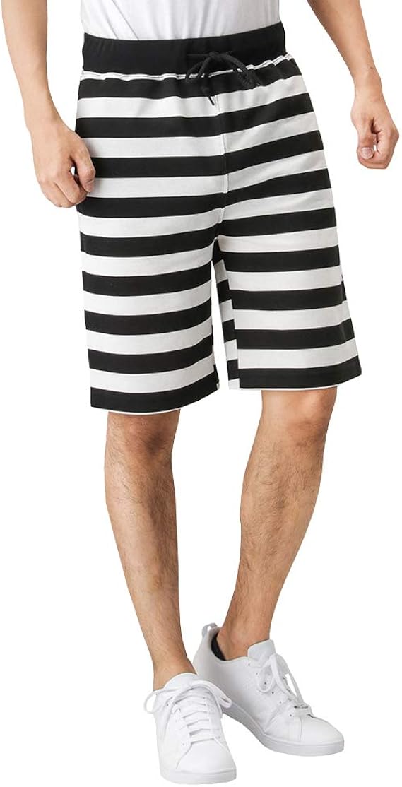 Amazon Real Standard リアルスタンダード ミニ裏毛 ボーダー ショーツ ショートパンツ ハーフパンツ mh メンズ ホワイト M ショートパンツ 通販