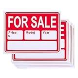 6-Piece for Sale Signs - PVC Signs, Yard Sale Signs, Garage Sale Signs, Car Sale, Red and White - 15.7 x 11.7 Inches