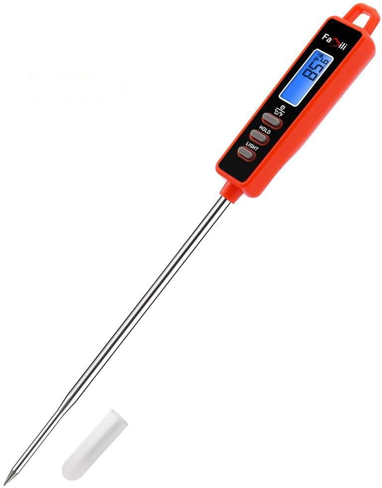 Digital Meat Thermometer，Famili Cooking Thermometer with with 5.35 Inch Long Probe Thermometer for Grilling BBQ Smoker Candy Thermometer