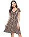 Zeagoo Women's Rayon Wrap Floral Print V Neck A-Line Flare Party Dress,Orange,Medium