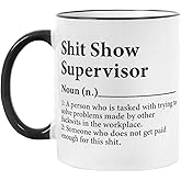 Funny Gifts for Boss Team Leader, Humorous Coffee Mug for Coworker Manager,Shit Show Supervisor Tea Cup 11 OZ