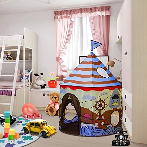 ALPIKA Kids Play Castle Tent Children Pop-up Tent Playhouse for Birthday Gift Girls Boys Outdoor Indoor Toys with Carrying Bag (Viking Brown)