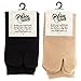 V-Toe Black Solid and Khaki Solid Crew Flip Flop Tabi Big Toe Comfortable Socks (2 Pairs)