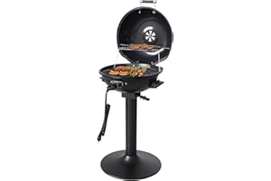 Homewell Electric BBQ Grill for Indoor & Outdoor Grilling with Warming Rack - Portable Patio Grill 1600 Watts (Black)