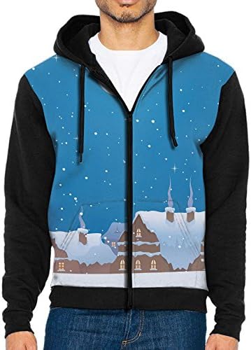 FarAwayFromHome Zipper Hoodie Casual Sport Coats Pockets Christmas Snow Day Village Santa Long Sleeve Crew Sweatshirt For Men