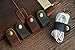 ZE Handmade Genuine Leather Button Closure Cable Organizer for USB Cables,Mobile Phone Charge Wires,Laptop Cords,Earbuds/Earphones Wires Set of 3