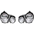 For Mercedes-Benz E Class 2000-2002 Headlight Assembly Projector Chrome Pair Driver and Passenger Side | MB2505100