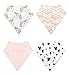 Reversible & Waterproof Cotton Baby Bandana Drool Bibs for Girls with Adjustable Snaps, Pack of 4, Soft Absorbent Cute Modern Premium Bib Set for Teething Drooling