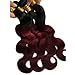 Black Rose Hair Two Tone Ombre Hair Extensions Weaves 7A Peruvian Virgin Hair Body Wave Human Hair Bundles 1B/99J Black+Burgundy 100g/pcs