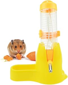 Lonni Hamster Water Bottle, 125 ML Small Animal Water Bottle Water Auto Dispenser with Food Container Base for Hamsters Rabbit Gerbil