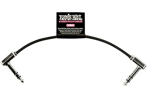 Ernie Ball Flat Ribbon Stereo Patch Cable, 6in, Black (P06408)