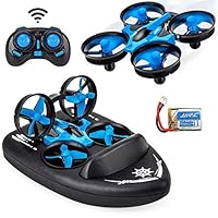 Ceepko Drone for Kids, Amphibious Remote Control Boat and Mini Drone Support Fly and Driving in The Water and Land with 2 Speeds Modes, Headless Mode and One-Touch Flip