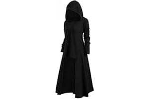SHOPESSA Hooded Cloak Dress for Women Plus Size Steampunk Gothic Clothes Long Sleeve Short Halloween Medieval Hoodie Dresses
