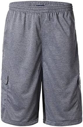 KingPlus Men's Plus Size Cotton Loose Big and Tall Waist Cargo Shorts Charcoal 5XL