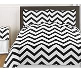 Black and White Chevron 3 Piece Childrens and Teen Zig Zag Full / Queen Girl or Boy Bedding Set Collection