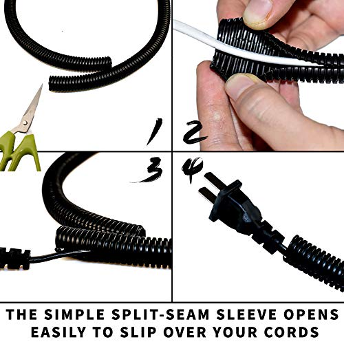 Cacovedo 30 ft Dog Cat Cord Protector Electric Wires Covers Wire Loom Tubing Protect Wires from