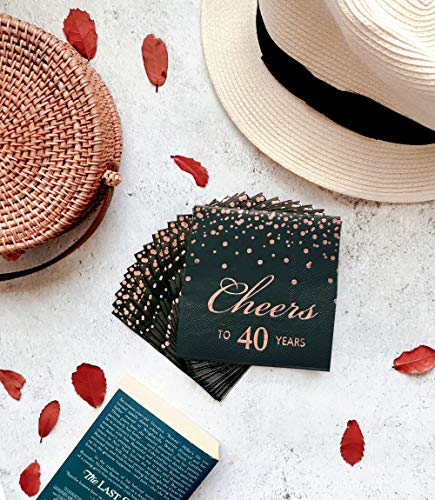 Rose-Gold-Foil-Cocktail-Napkins-with-Cheer-40-Years-Folded-5-x-5-Inches-Disposable-Party-Napkins-3-Ply-Paper-Beverage-Napkins-for-40th-Birthday-Decorations-Wedding-Anniversary-Retirement-Black