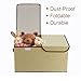Foldable Storage Boxes, Cshidworld Large Linen Fabric Dual Clothing Storage Cubes Bin Baskets Box Containers Drawers with Lid and Handles -Beige