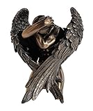 Winged Nude Male Kneeling Statue Figurine Cold Casting with Bronze Powder and Resin