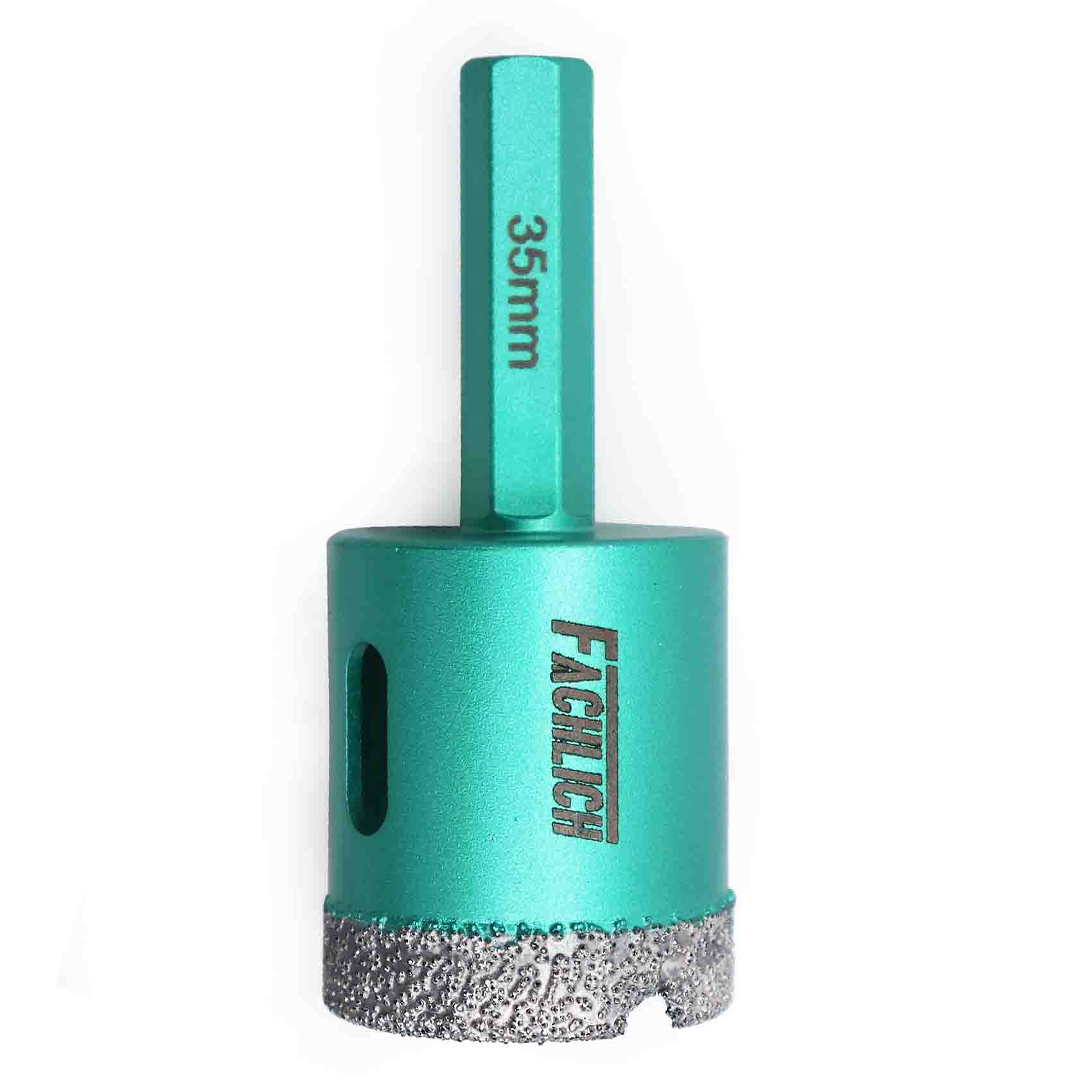 FACHLICH Diamond Coe Drill Bit 35mm Porcelain Tile Hole Saw with Hex Shank for Granite Marble Tile Porcelain Ceramic Hard Materials