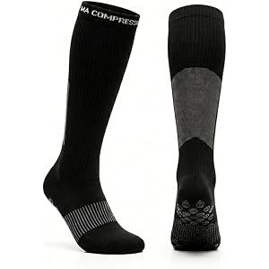 Knee High Compression Socks Non Slip Athletic Socks for Men Sports Workout | 15-20mmHg Compression Socks, Breathable Support