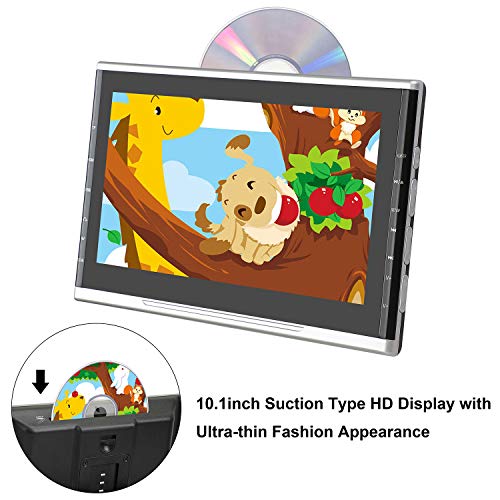 WKLTD Portable Car DVD Player for Kids,10.1 Inch Car Headrest DVD Player,DVD Player for Headrest Support 1080P Video,HDMI Input,Sync Screen,AV Out&in,Region Free,USB/TF Support, Last Memory - Thumbnail 2